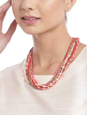 red & gold-toned beaded statement necklace - 18199044 - Standard Image - 3