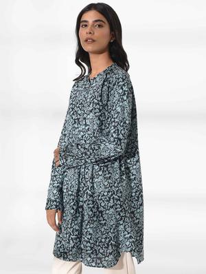 blue printed regular tunic - 18199177 - Standard Image - 2
