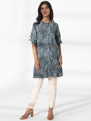 blue printed regular tunic - 18199177 - Standard Image - 4