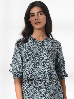 blue printed regular tunic - 18199177 - Standard Image - 5