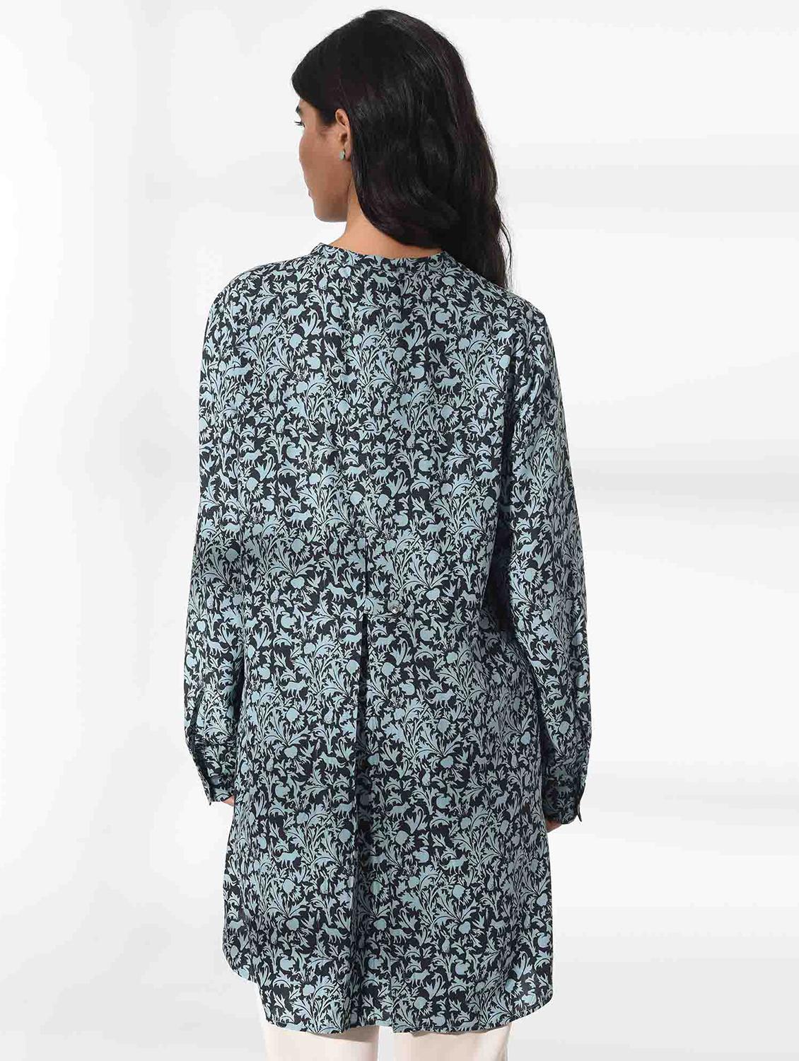 blue printed regular tunic - 18199177 - Zoom Image - 3