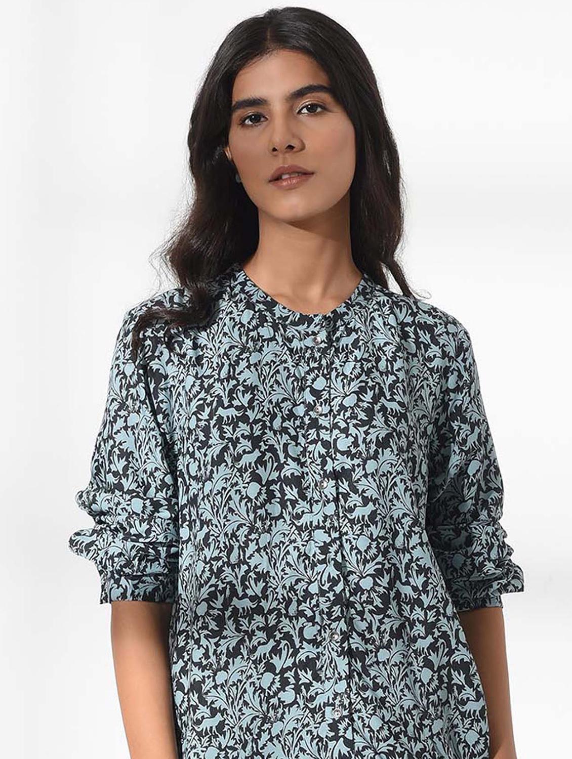 blue printed regular tunic - 18199177 - Zoom Image - 5