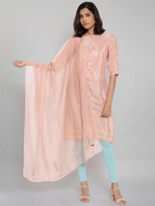 pink polyester plain dupatta - 18199398 - Standard Image - 1