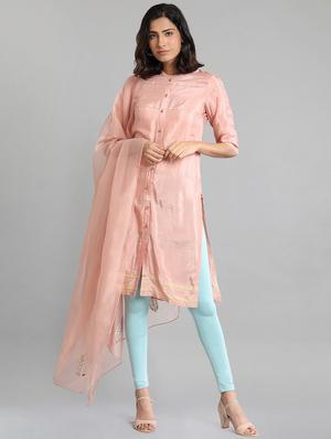 pink polyester plain dupatta - 18199398 - Standard Image - 3