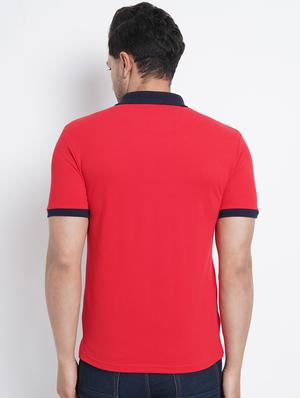 red solid polo t-shirt - 18200911 - Standard Image - 3