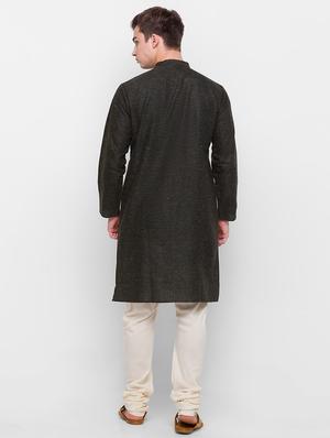 black melange kurta - 18202210 - Standard Image - 3
