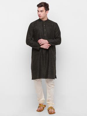 black melange kurta - 18202210 - Standard Image - 5