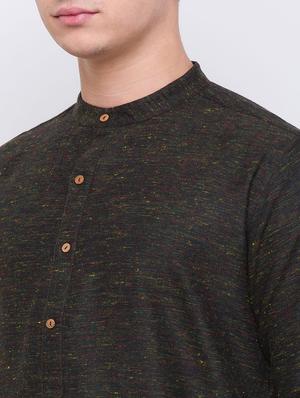 black melange kurta - 18202210 - Standard Image - 6