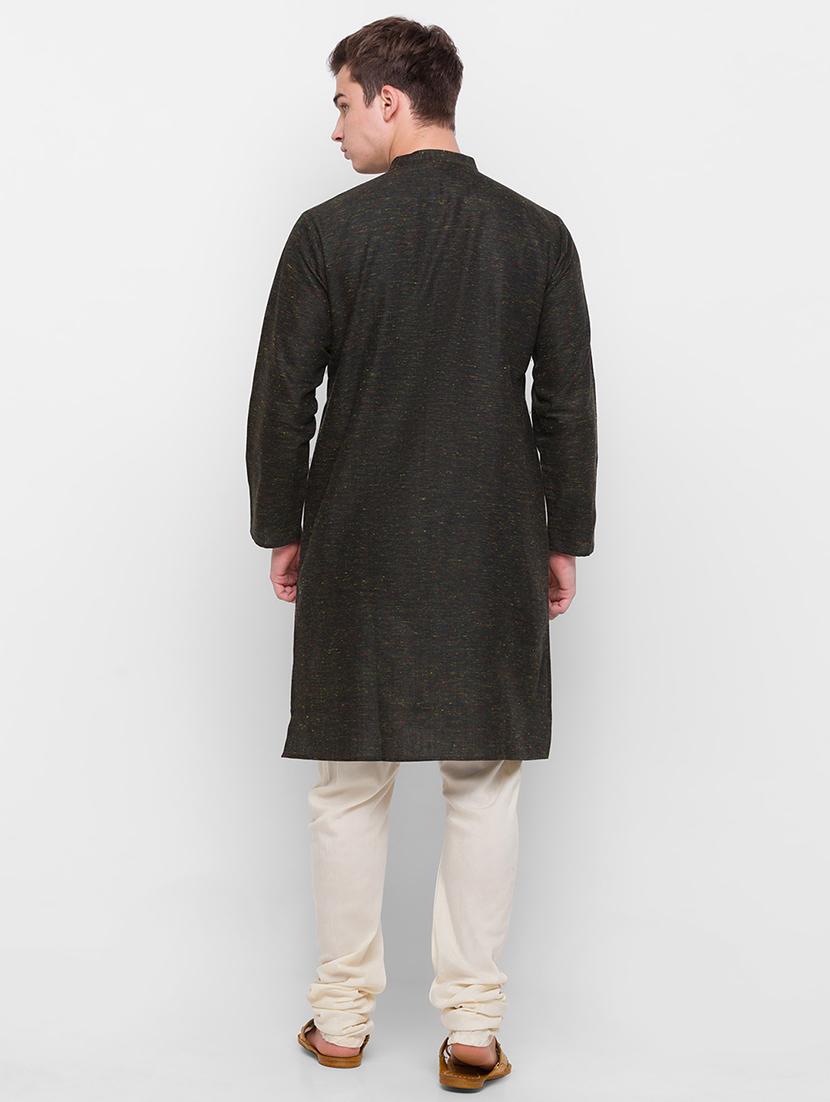 black melange kurta - 18202210 - Zoom Image - 3