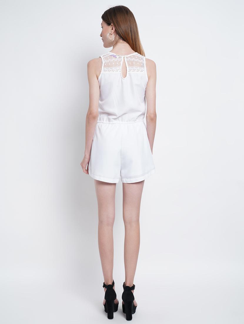 drawstring waist solid romper jumpsuit - 18202983 - Zoom Image - 3