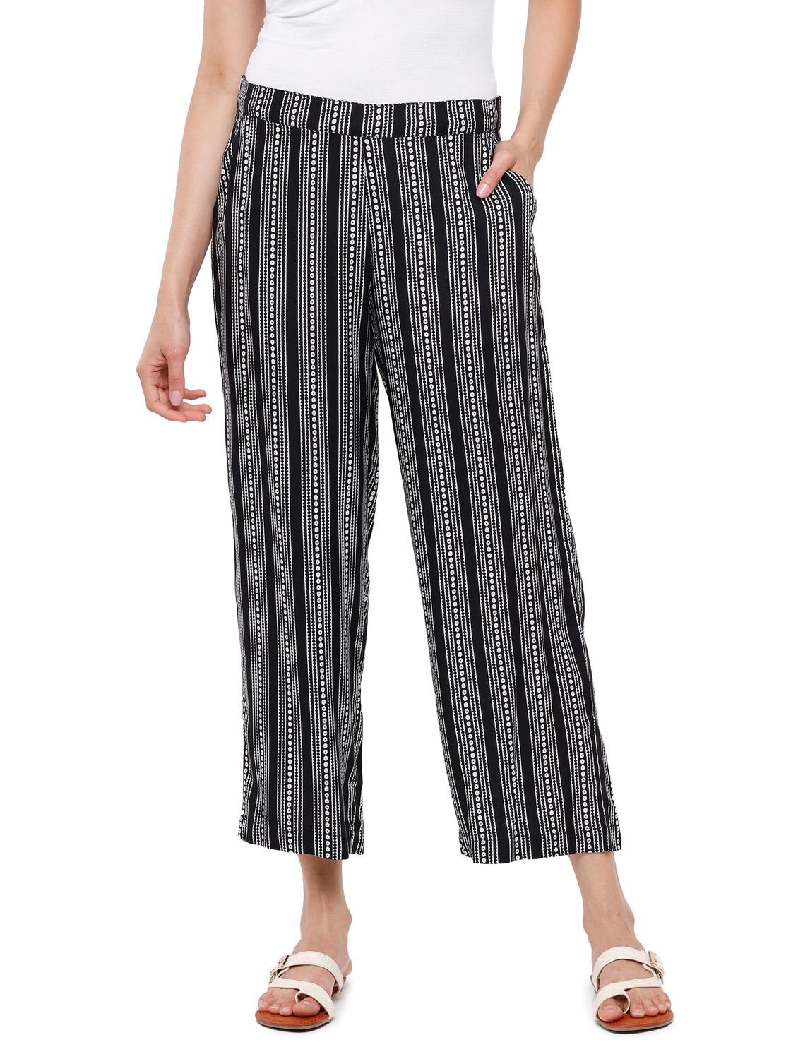 black striped straight palazzo - 18202984 - Zoom Image - 1