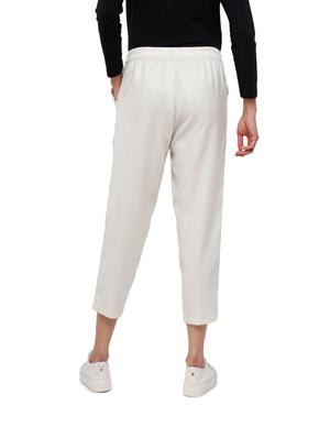 beige solid straight trouser - 18203026 - Standard Image - 3