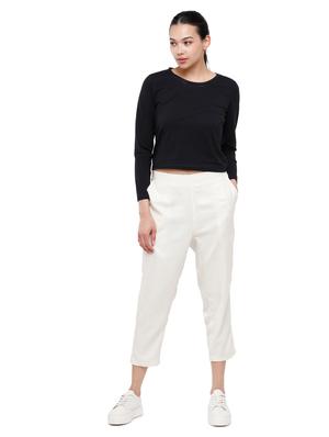beige solid straight trouser - 18203026 - Standard Image - 4