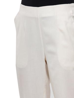beige solid straight trouser - 18203026 - Standard Image - 5