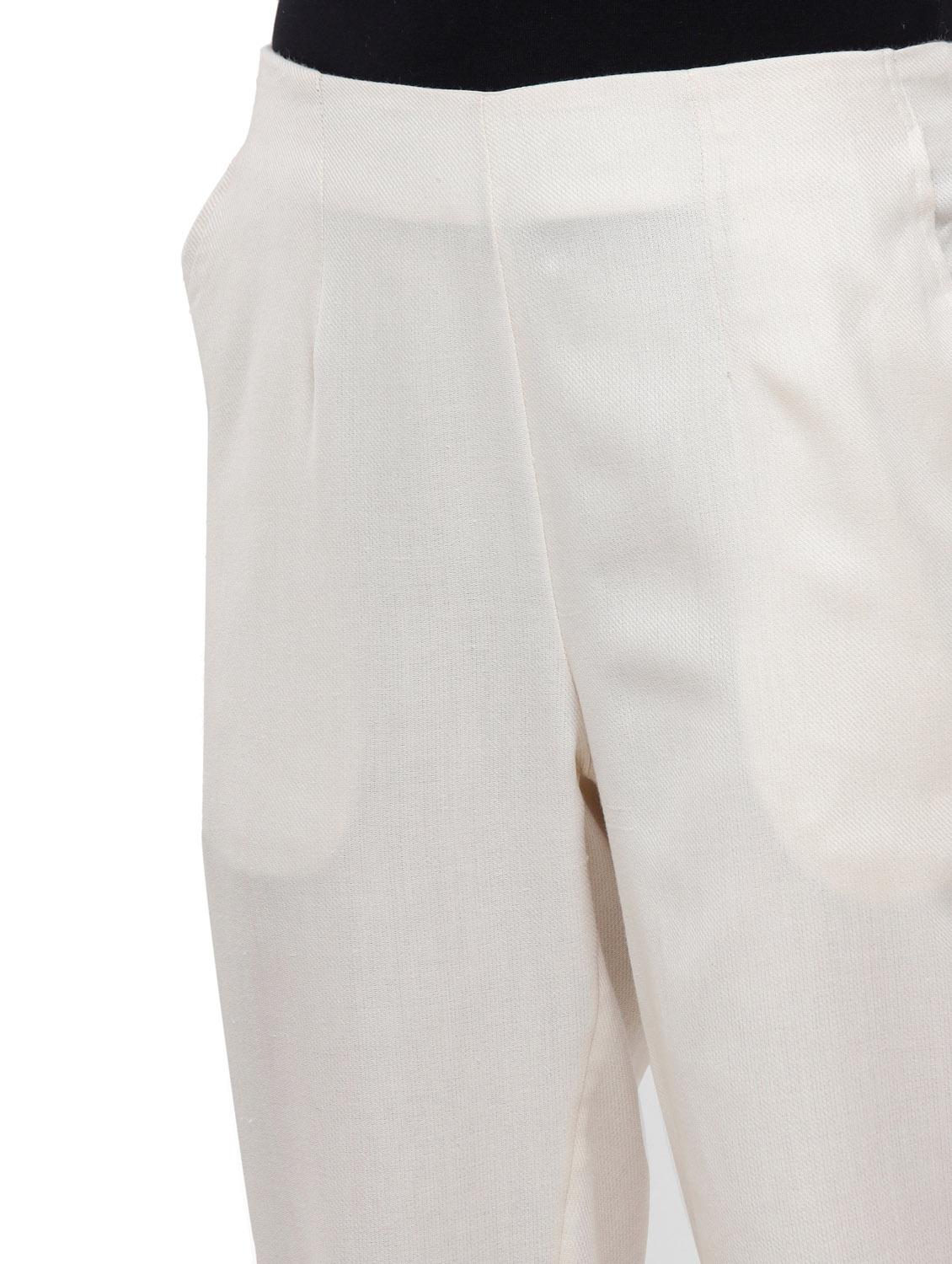 beige solid straight trouser - 18203026 - Zoom Image - 5