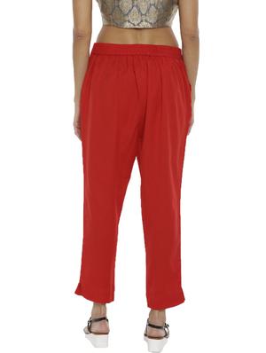 red solid straight trouser - 18203072 - Standard Image - 3