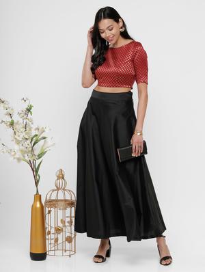 high rise flared skirt - 18203264 - Standard Image - 4