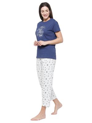 round neck printed nightwear pajama set - 18203289 - Standard Image - 2