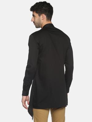 black solid asymmetric kurta - 18203308 - Standard Image - 3