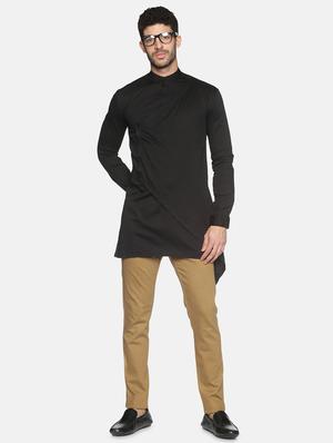 black solid asymmetric kurta - 18203308 - Standard Image - 4