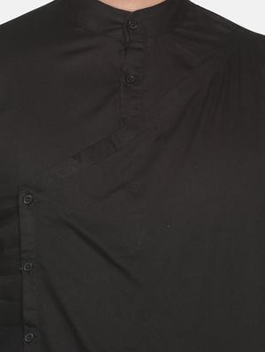 black solid asymmetric kurta - 18203308 - Standard Image - 5