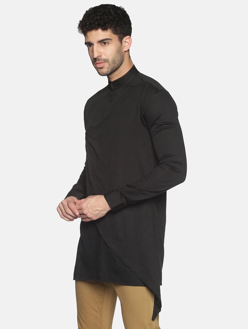 black solid asymmetric kurta - 18203308 - Zoom Image - 2