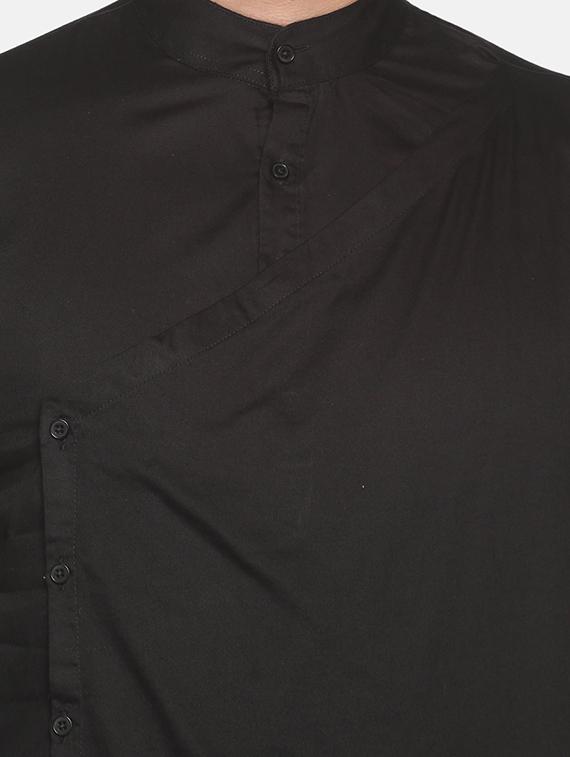 black solid asymmetric kurta - 18203308 - Zoom Image - 5
