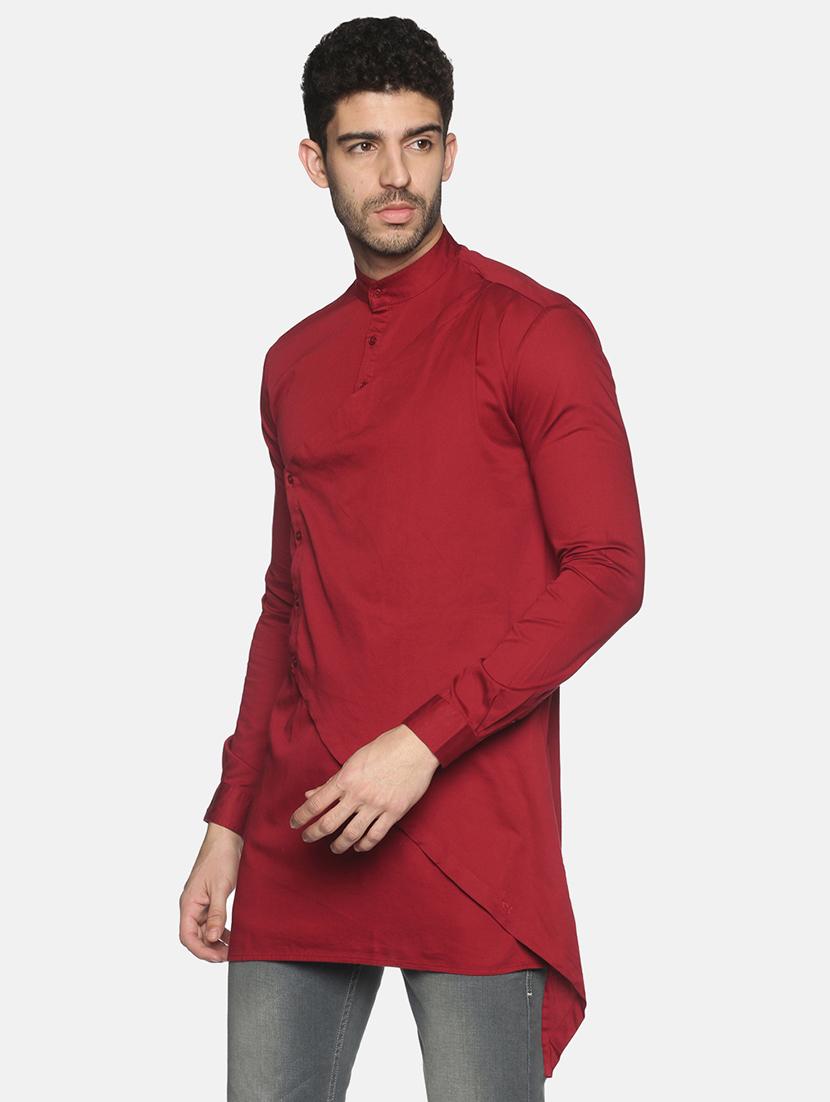 brown solid asymmetric kurta - 18203309 - Zoom Image - 2