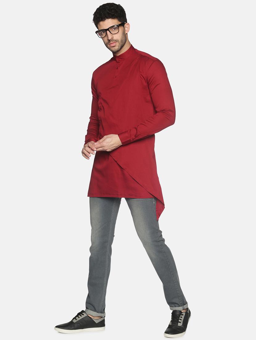 brown solid asymmetric kurta - 18203309 - Zoom Image - 4