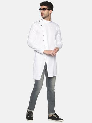 white solid asymmetric kurta - 18203310 - Standard Image - 4