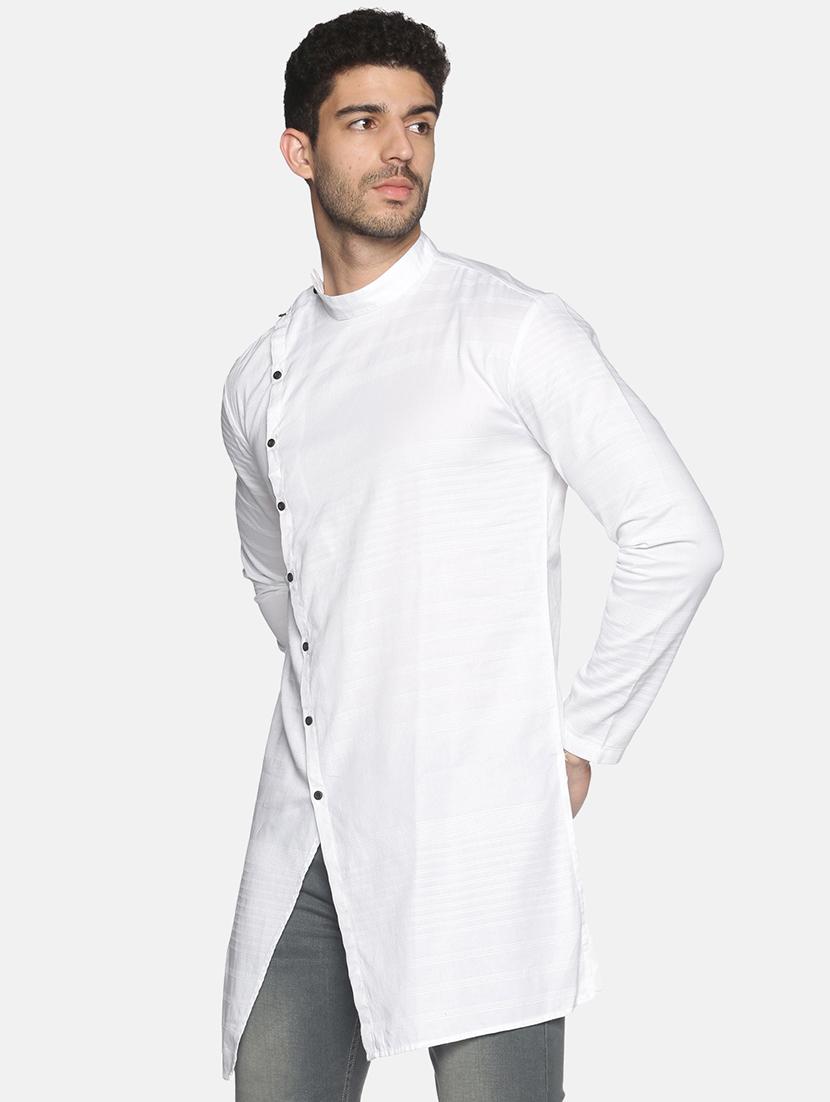 white solid asymmetric kurta - 18203310 - Zoom Image - 2