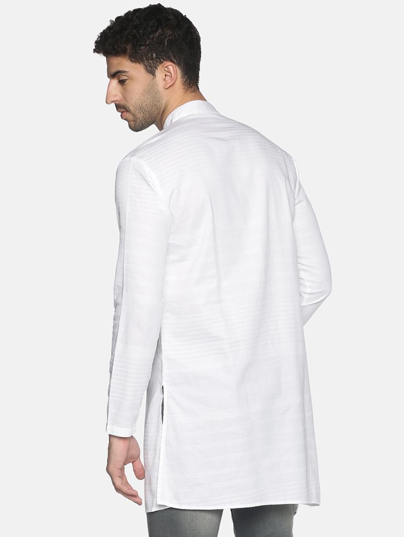 white solid asymmetric kurta - 18203310 - Zoom Image - 3