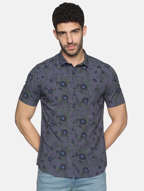 light blue printed casual shirt - 18203352 - Standard Image - 1