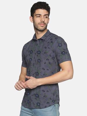 light blue printed casual shirt - 18203352 - Standard Image - 2