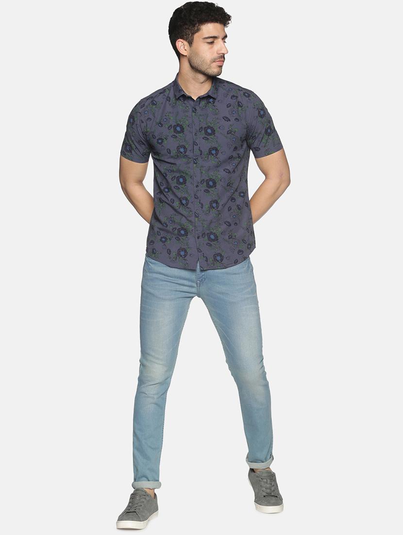 light blue printed casual shirt - 18203352 - Zoom Image - 4