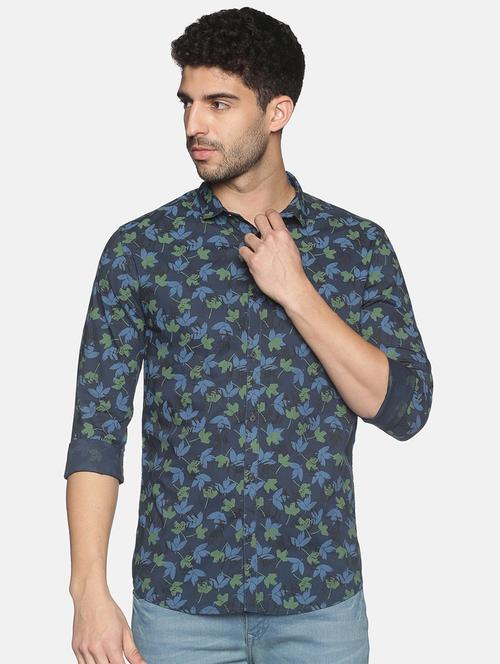 navy blue printed casual shirt - 18203360 - Standard Image - 1