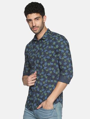 navy blue printed casual shirt - 18203360 - Standard Image - 2