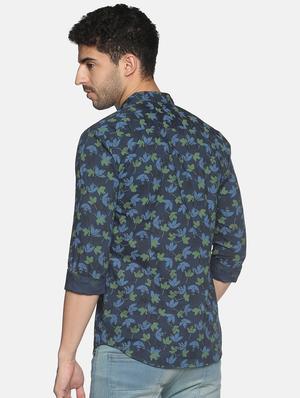 navy blue printed casual shirt - 18203360 - Standard Image - 3