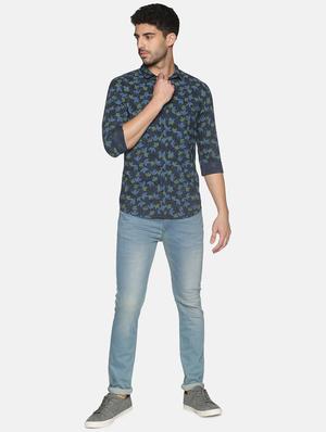 navy blue printed casual shirt - 18203360 - Standard Image - 4