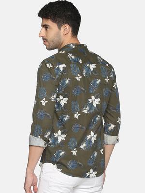 green printed casual shirt - 18203363 - Standard Image - 3