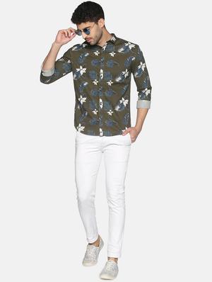 green printed casual shirt - 18203363 - Standard Image - 4