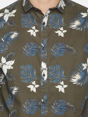 green printed casual shirt - 18203363 - Standard Image - 5