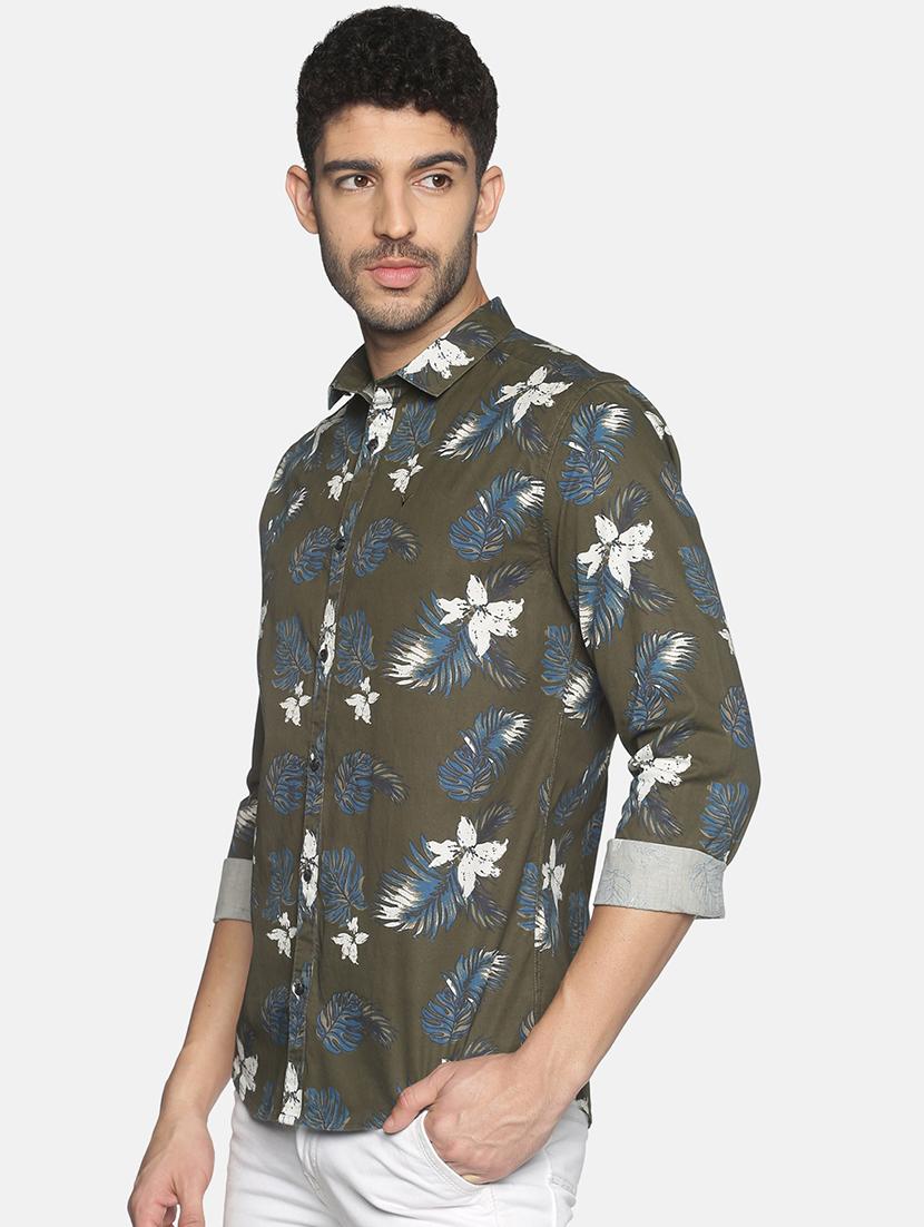 green printed casual shirt - 18203363 - Zoom Image - 2