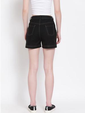 mid rise solid denim short - 18204084 - Standard Image - 4