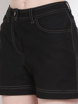 mid rise solid denim short - 18204084 - Standard Image - 6