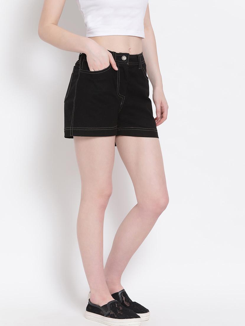 mid rise solid denim short - 18204084 - Zoom Image - 3
