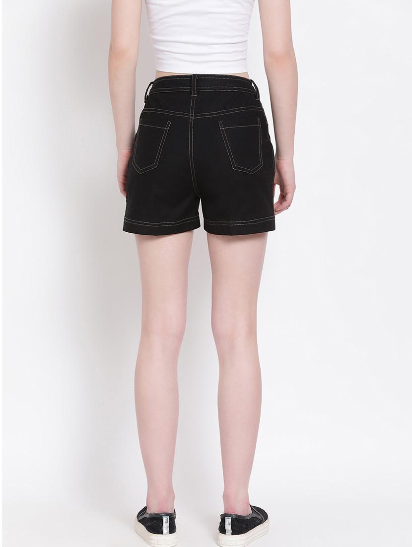 mid rise solid denim short - 18204084 - Zoom Image - 4