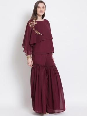 embellished top with palazzo - 18204606 - Standard Image - 3