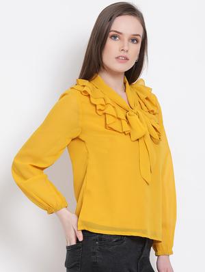 tie up neck ruffled top - 18204938 - Standard Image - 3