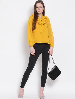 tie up neck ruffled top - 18204938 - Standard Image - 5